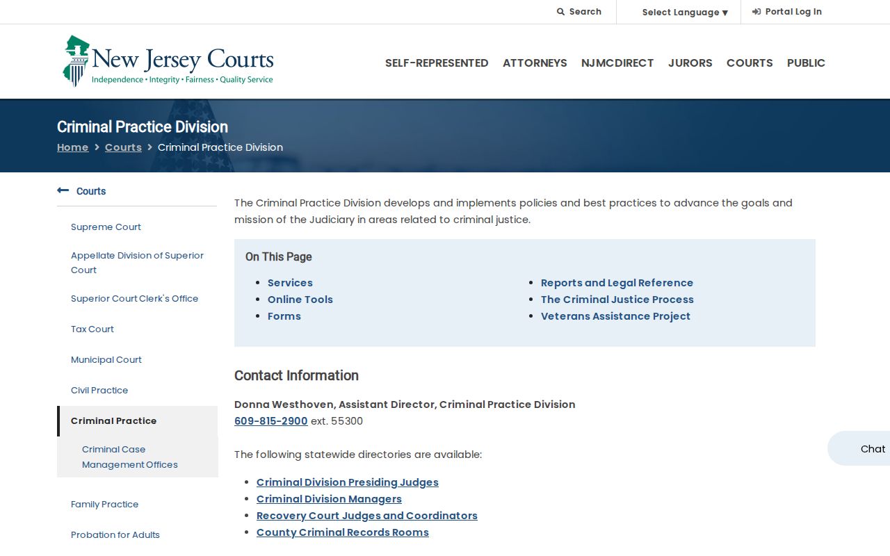 New Jersey Courts Criminal Practice page for Atlantic County case records
